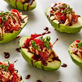 bruschetta chicken stuffed avocados