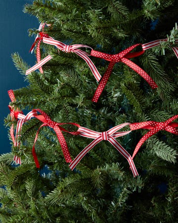 decoration on a christmas tree featuring ribbons