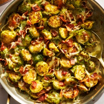 brussels sprouts baked with cheese and bacon