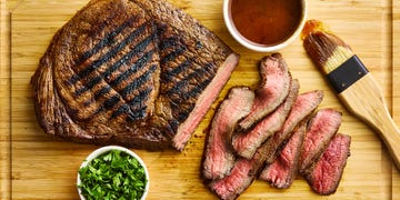 steak sliced and topped with cajun butter and herbs