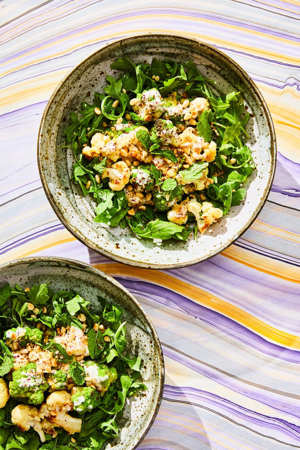 cumin roasted cauliflower and romanesco salad