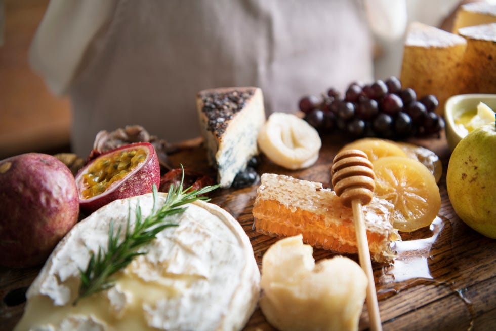 fruit and honeycomb on charcuterie board