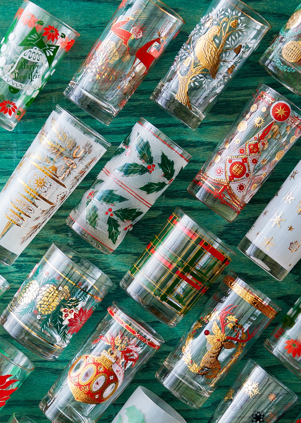 collection of christmas cocktail glasses