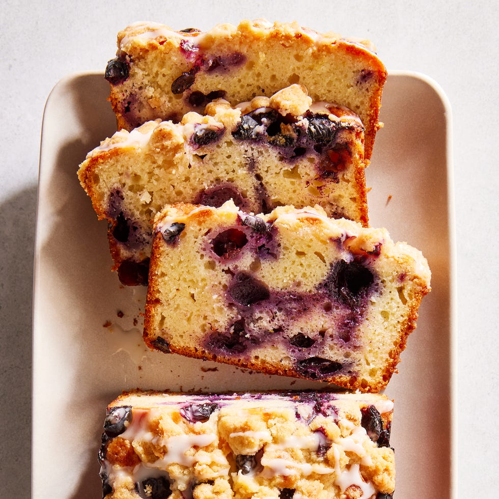 costco lemon blueberry pound cake with a lemon glaze