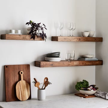 a shelf with objects on it