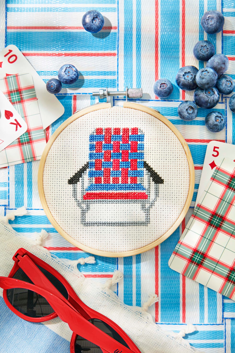 cross stitch lawn chair