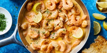 large, juicy shrimp are tossed in old bay seasoning and lemon zest, sauteed in butter until tender, then tossed in a creamy white wine and garlic infused sauce