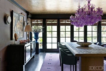 Room, Interior design, Dining room, Property, Furniture, Building, Purple, House, Table, Ceiling, 