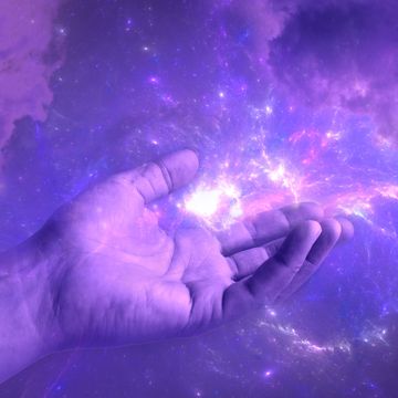 galaxy in the hand, abstract scientific background