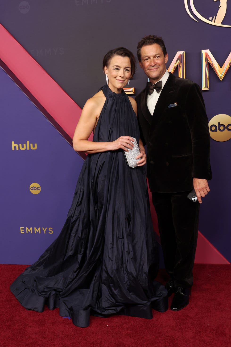 los angeles, california september 15 l r olivia williams and dominic west attend the 76th primetime emmy awards at peacock theater on september 15, 2024 in los angeles, california photo by amy sussmangetty images