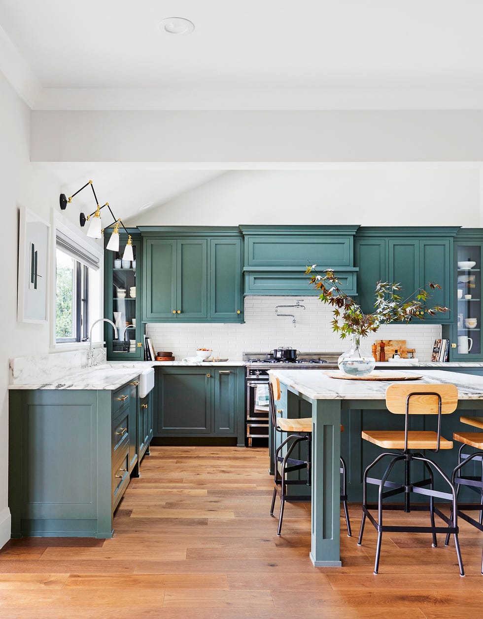 green kitchen cabinets