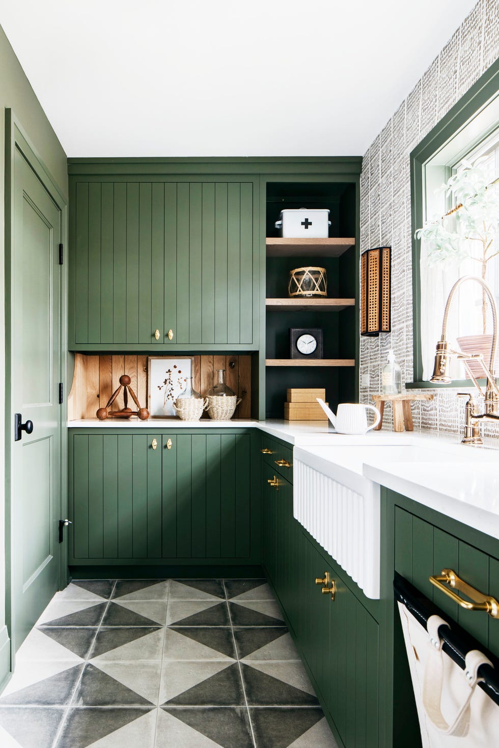 green and white modern kitchen designed by kate marker interiors