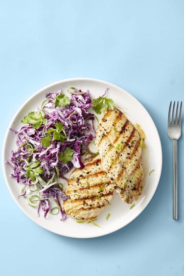 grilled chicken with coconut lime slaw