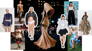 fashion runway collage featuring diverse clothing styles and designs