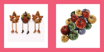 three turkey figurines with autumn themed colors and attire are positioned on a flat surface, each with distinct features such as hats and colorful feather accents to the right, a collection of plush pumpkins in various colors and sizes is gathered closely together, creating a festive display for the autumn season