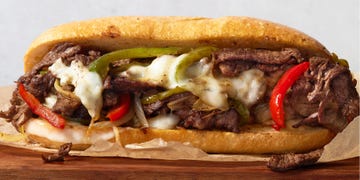 philly cheesesteak with peppers and melted cheese