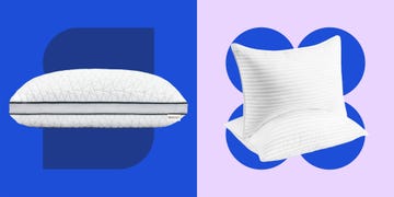 two different types of pillows on contrasting backgrounds