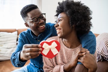 portrait of young couple celebrating valentine's day