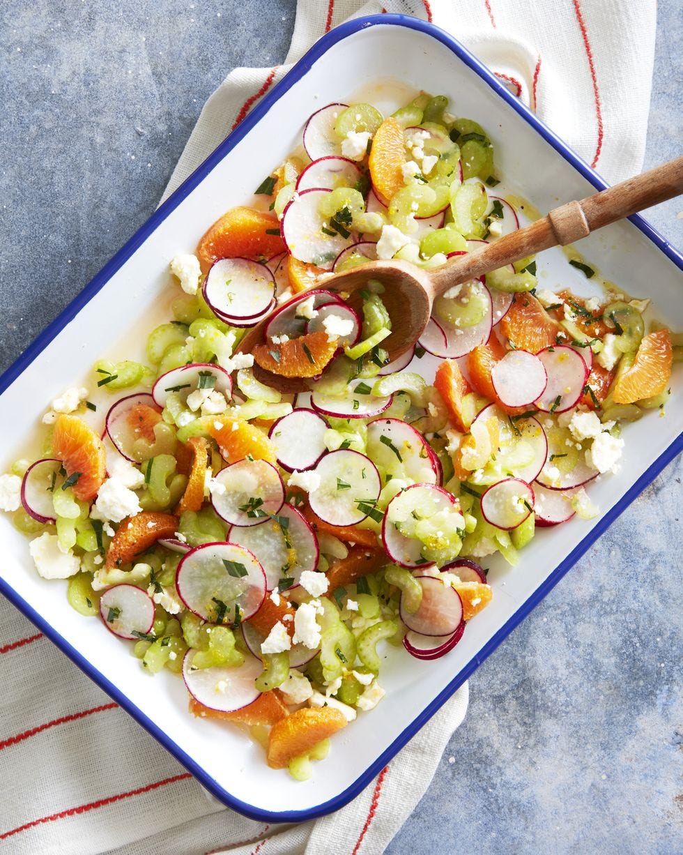 radish and celery salad with lemon tarragon dressing