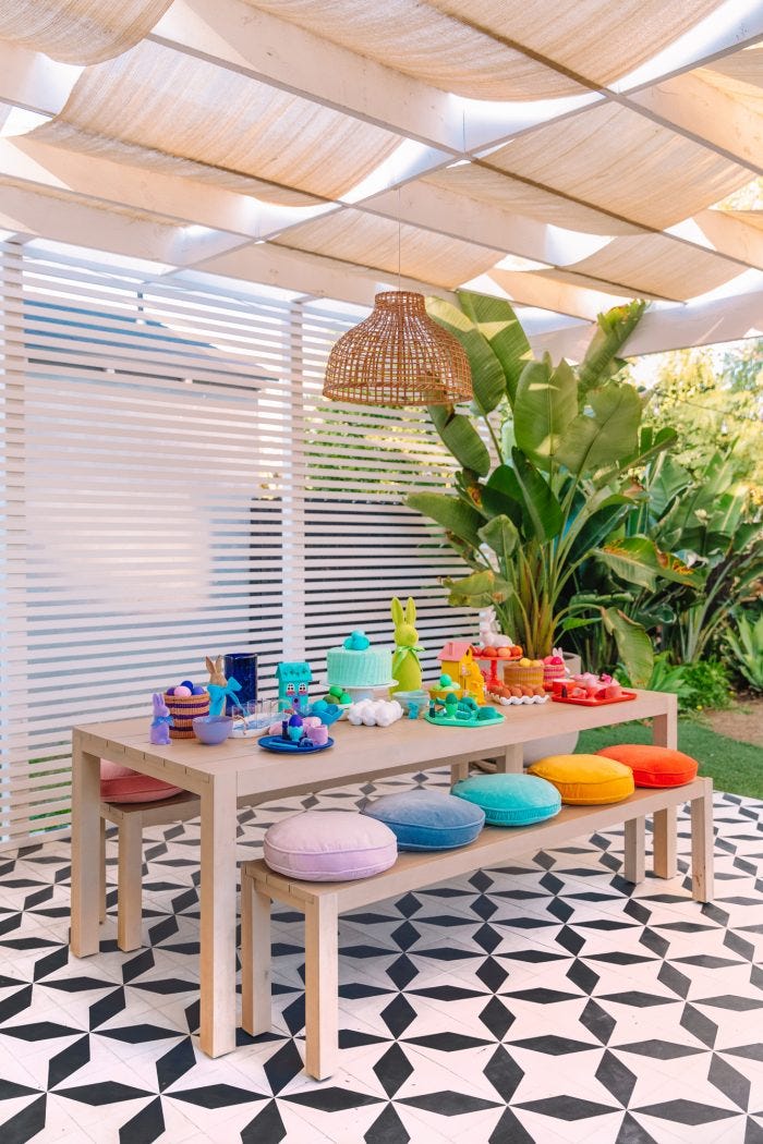 rainbow outdoor easter table