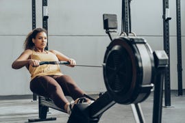 woman on a rowing machine