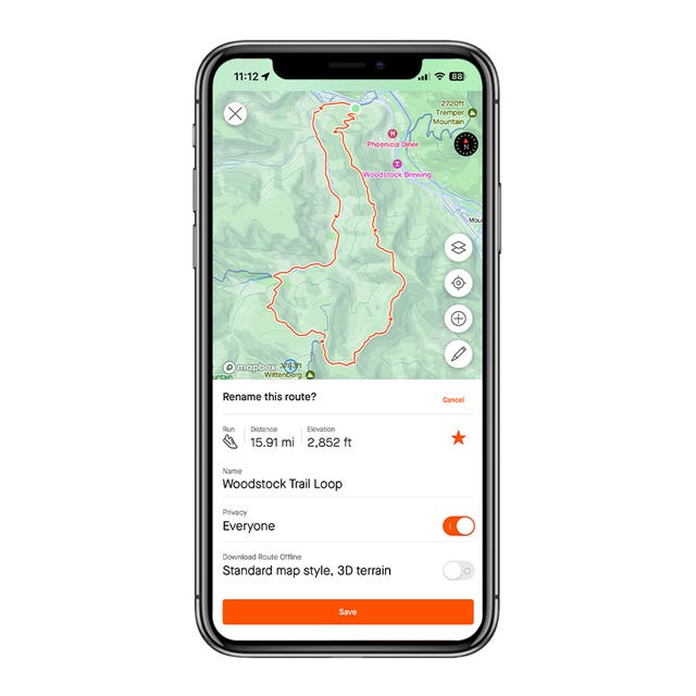 strava map of woodstock trail loop running route