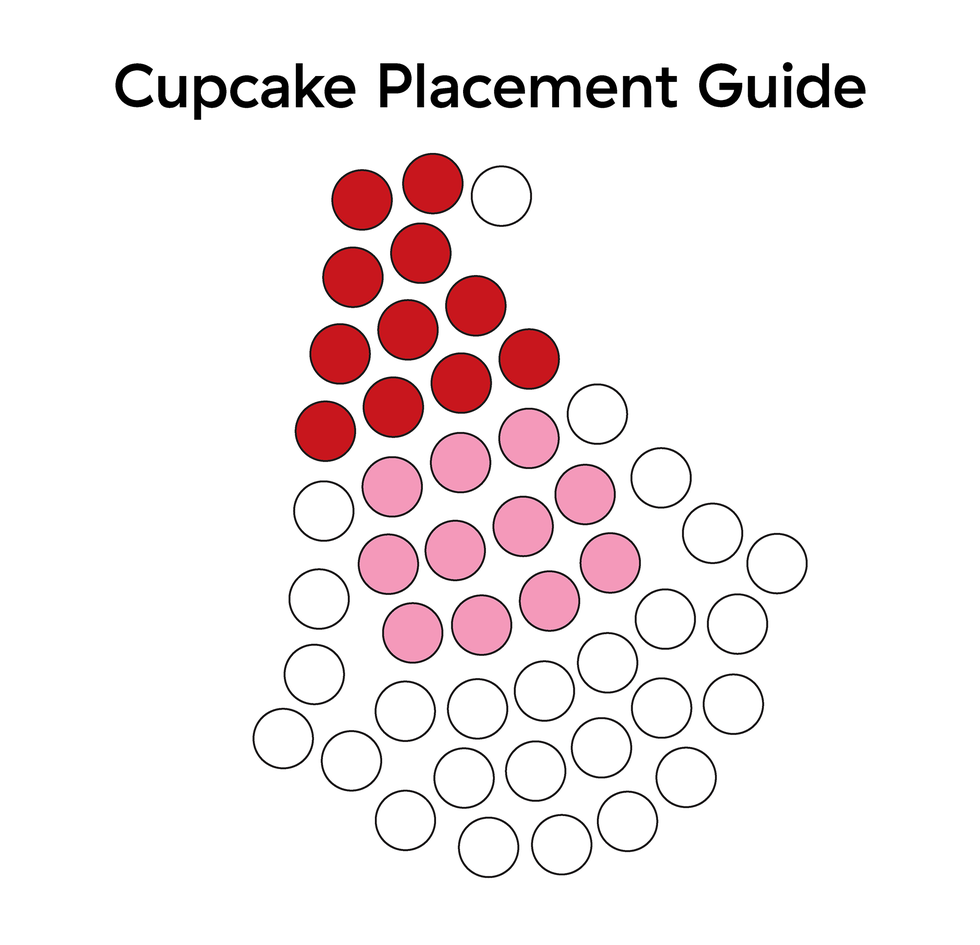 diagram illustrating a cupcake placement guide