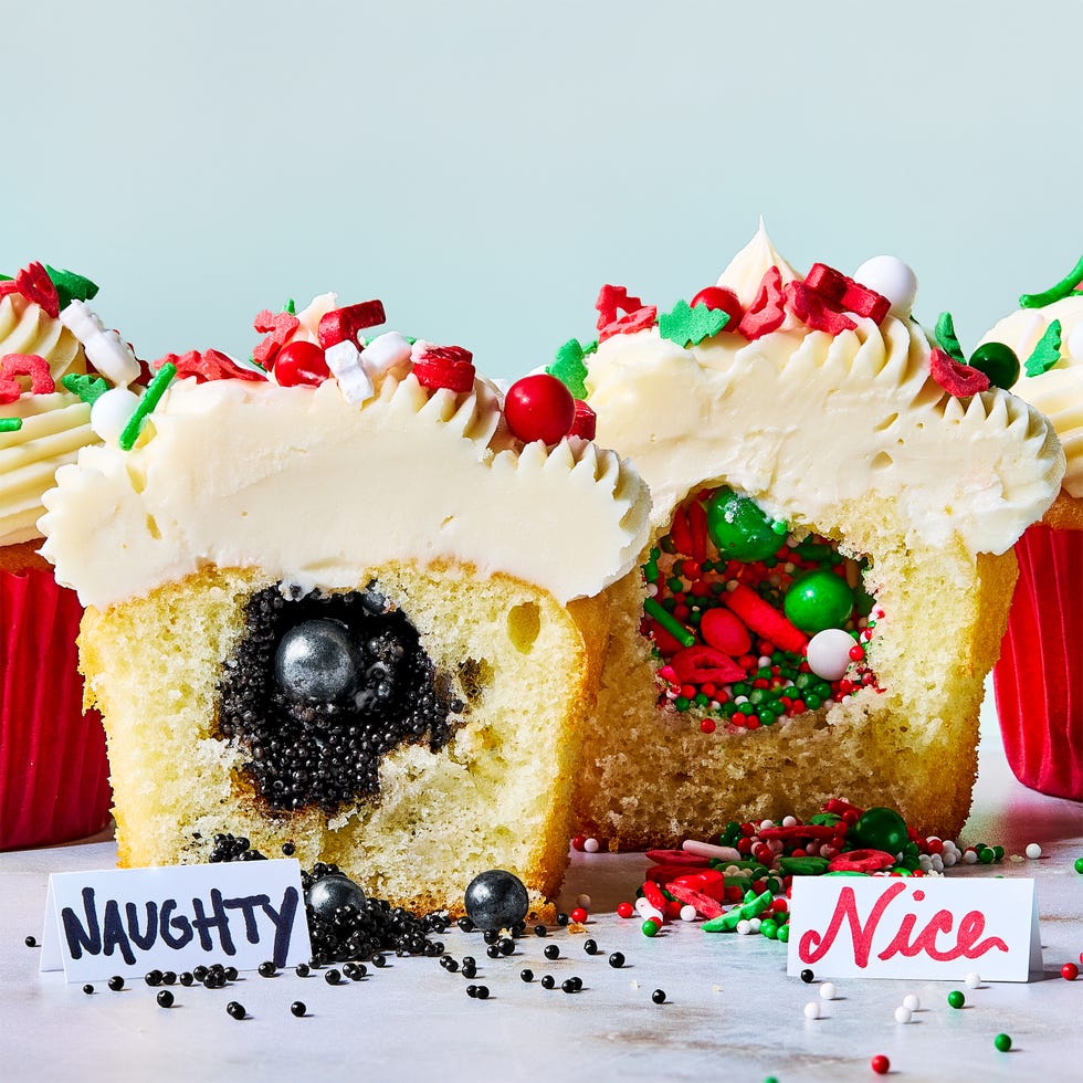 cupcakes filled with naughty or nice candy