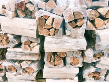 stack of firewood on retail display