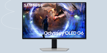 a samsung odyssey oled g6 monitor displaying a fantasy scene