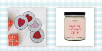 decorative heartthemed coasters and a scented candle