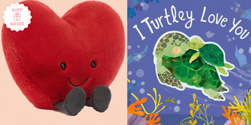 the jellycat plush hart and 'i turtley love you' board book are two good housekeeping picks for the best valentine's day gifts for toddlers