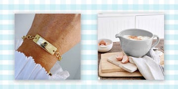 a gold bracelet and a bowl of eggs with batter