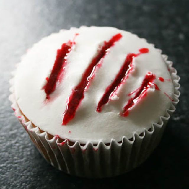 <p>Making the edible blood to create these slash marks takes a little time, but the effort is well worth it for the creepy effect. </p><p><strong>Get the recipe at <a href="http://talkingtrashwastingtime.blogspot.com.au/2012/07/claw-blood-cupcakes-diy.html" target="_blank">Talking Trash & Wasting Time</a>.</strong></p>