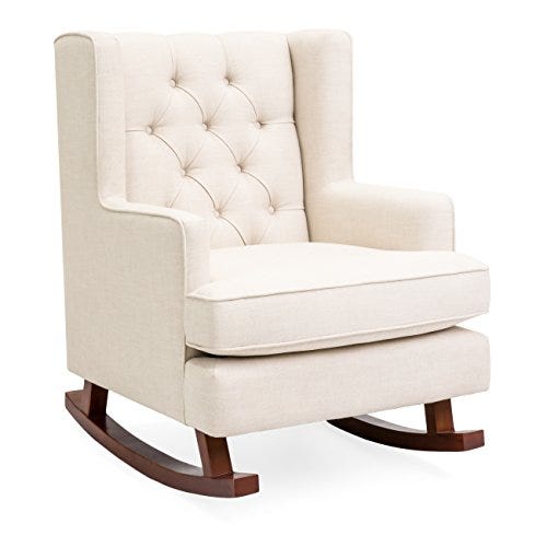 Beige Wingback Rocking Chair