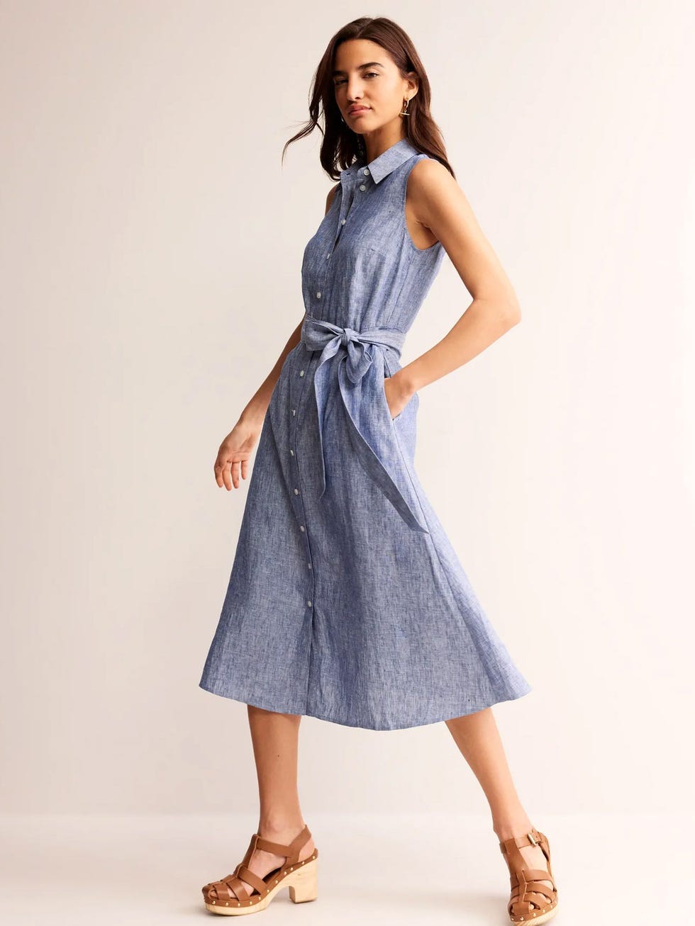 Linen Midi Shirt Dress