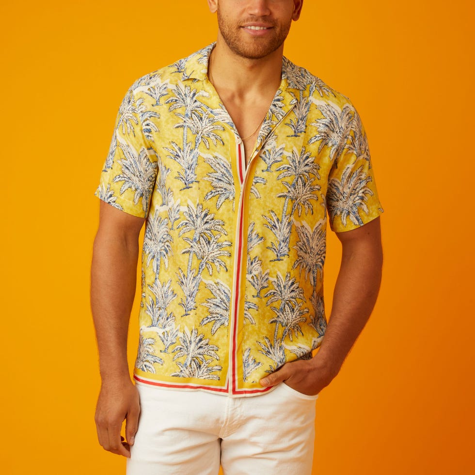 Toucan Palm Border Capri Collar Shirt