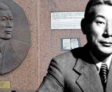 Left: A monument to Chiune Sugihara in Vilnius. Right: Chiune Sugihara, 'The Japanese Schindler'