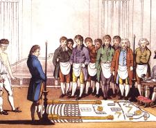 Engraving of a Freemason initiation