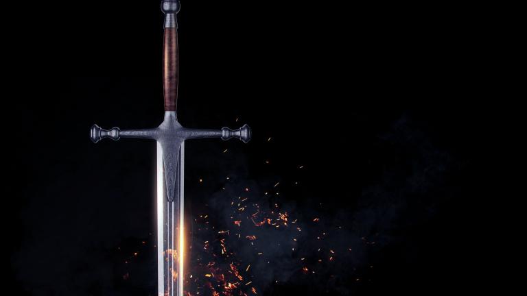 A sword on a black background