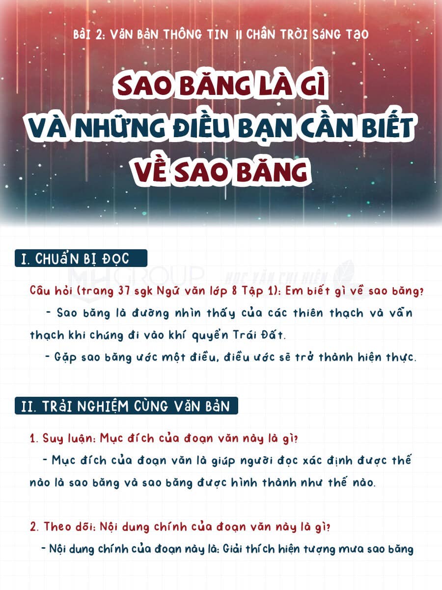 SOẠN VĂN 8 - BỘ SÁCH CHÂN TRỜI SÁNG TẠO || SAO BĂNG LÀ GÌ VÀ NHỮNG ĐIỀU BẠN CẦN BIẾT VỀ SAO BẰNG