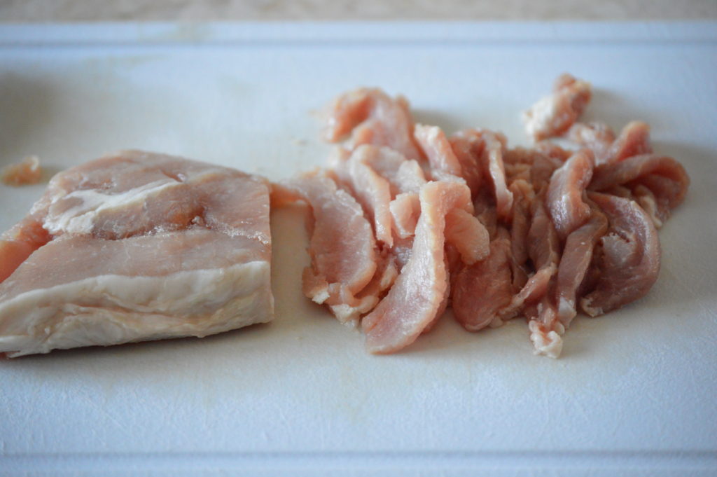 the pork thinly sliced