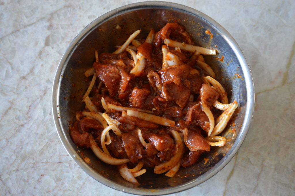 marinating the ingredients