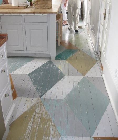 Painted Parquet Kitchen Floor