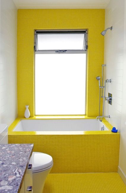 Sunny Yellow Tiled Bathroom