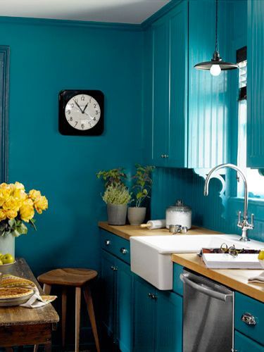 Turquoise Monochrome Kitchen