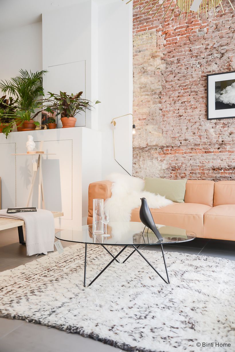 exposed brick living room