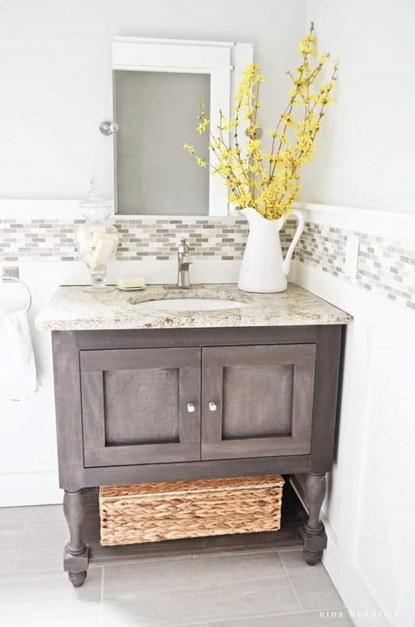 How to make a  Pottery Barn inspired bathroom vanity 