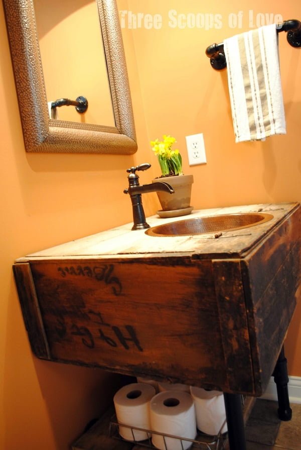 How to make a  bathroom vanity from a reclaimed cabinet 