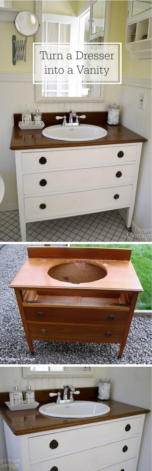 How to make a  dresser bathroom vanity